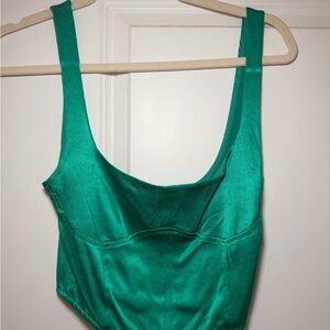 Zara Vibrant Green Satin Top